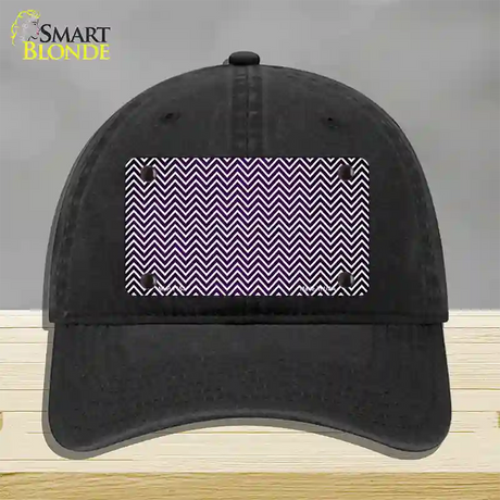 Purple White Small Chevron Oil Rubbed Novelty License Plate Hat Unconstructed Cotton / Black