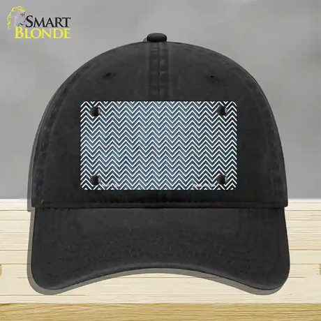 Light Blue White Small Chevron Oil Rubbed Novelty License Plate Hat Unconstructed Cotton / Black