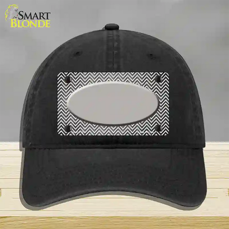 Gray White Small Chevron Oval Oil Rubbed Novelty License Plate Hat Unconstructed Cotton / Black