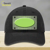 Lime Green White Small Chevron Oval Oil Rubbed Novelty License Plate Hat Unconstructed Cotton / Black