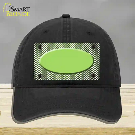 Lime Green White Small Chevron Oval Oil Rubbed Novelty License Plate Hat Unconstructed Cotton / Black