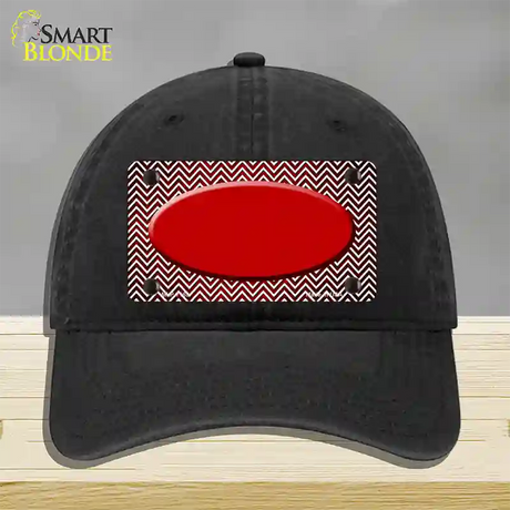 Red White Small Chevron Oval Oil Rubbed Novelty License Plate Hat Unconstructed Cotton / Black