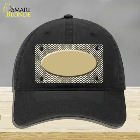 Gold White Small Chevron Oval Oil Rubbed Novelty License Plate Hat Unconstructed Cotton / Black