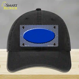 Blue White Small Chevron Oval Oil Rubbed Novelty License Plate Hat Unconstructed Cotton / Black