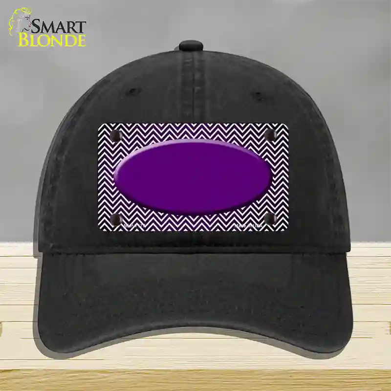 Purple White Small Chevron Oval Oil Rubbed Novelty License Plate Hat Unconstructed Cotton / Black