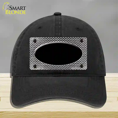 Black White Small Chevron Oval Oil Rubbed Novelty License Plate Hat Unconstructed Cotton / Black