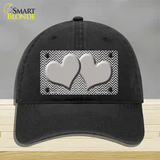 Gray White Small Chevron Hearts Oil Rubbed Novelty License Plate Hat Unconstructed Cotton / Black