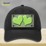 Lime Green White Small Chevron Hearts Oil Rubbed Novelty License Plate Hat Unconstructed Cotton / Black