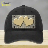 Gold White Small Chevron Hearts Oil Rubbed Novelty License Plate Hat Unconstructed Cotton / Black