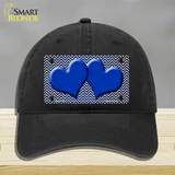 Blue White Small Chevron Hearts Oil Rubbed Novelty License Plate Hat Unconstructed Cotton / Black