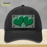 Green White Small Chevron Hearts Oil Rubbed Novelty License Plate Hat Unconstructed Cotton / Black