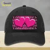 Pink White Anchor Hearts Oil Rubbed Novelty License Plate Hat Unconstructed Cotton / Black