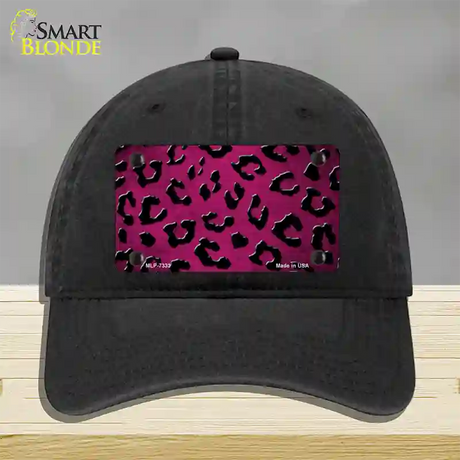 Pink Black Cheetah Oil Rubbed Novelty License Plate Hat Unconstructed Cotton / Black