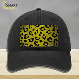 Yellow Black Cheetah Oil Rubbed Novelty License Plate Hat Unconstructed Cotton / Black