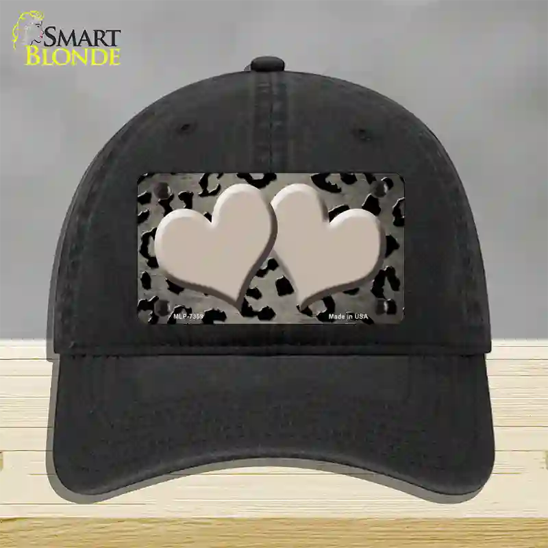 Tan Black Cheetah Hearts Oil Rubbed Novelty License Plate Hat Unconstructed Cotton / Black