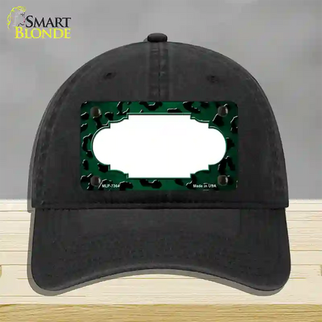 Green Black Cheetah Scallop Oil Rubbed Novelty License Plate Hat Unconstructed Cotton / Black