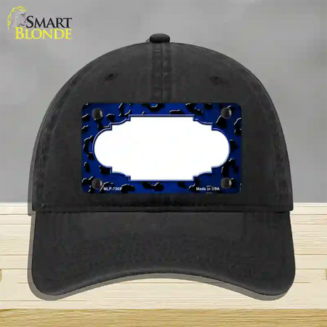 Blue Black Cheetah Scallop Oil Rubbed Novelty License Plate Hat Unconstructed Cotton / Black