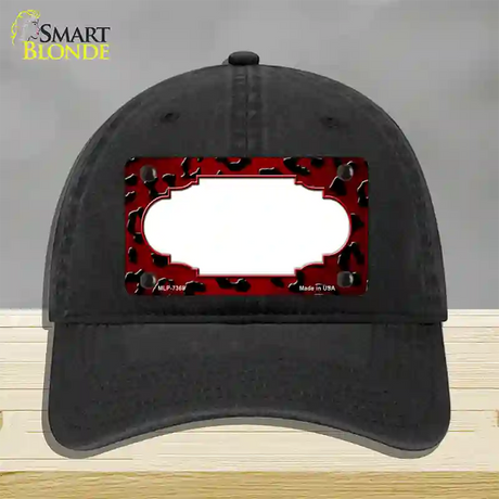 Red Black Cheetah Scallop Oil Rubbed Novelty License Plate Hat Unconstructed Cotton / Black