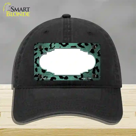 Mint Black Cheetah Scallop Oil Rubbed Novelty License Plate Hat Unconstructed Cotton / Black