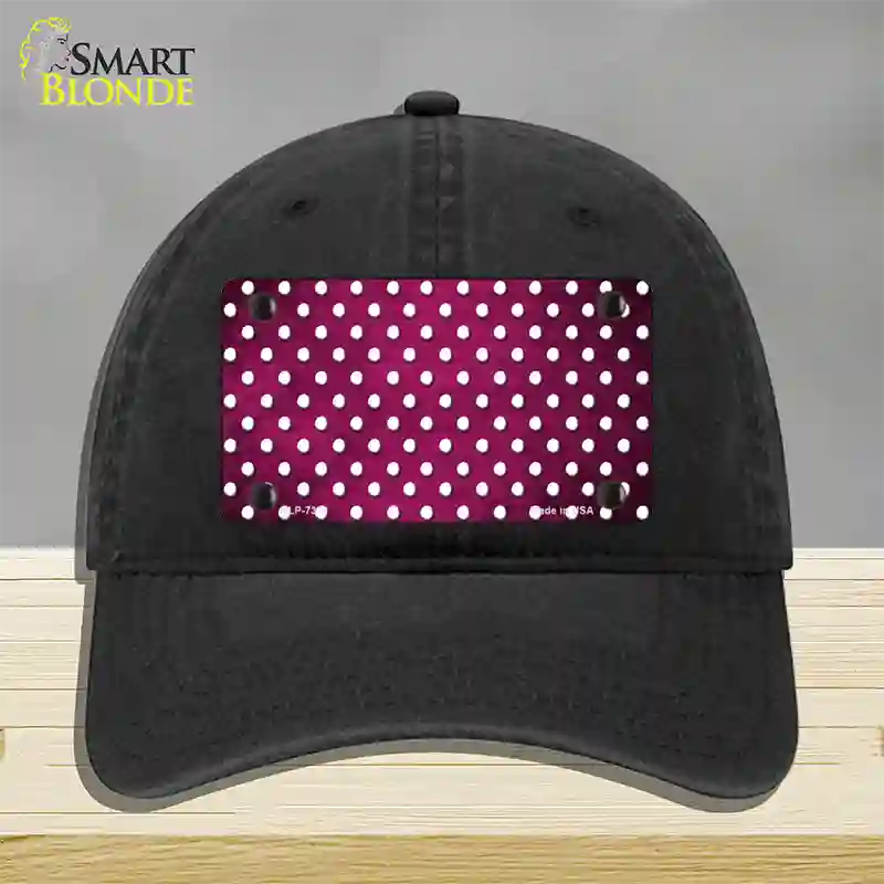 Pink White Small Dots Oil Rubbed Novelty License Plate Hat Unconstructed Cotton / Black