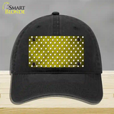 Yellow White Small Dots Oil Rubbed Novelty License Plate Hat Unconstructed Cotton / Black