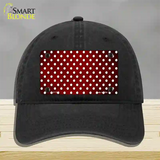 Red White Small Dots Oil Rubbed Novelty License Plate Hat Unconstructed Cotton / Black