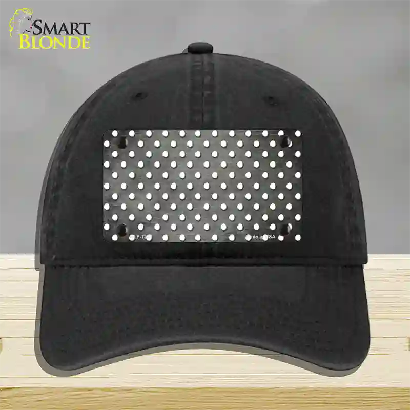 Gray White Small Dots Oil Rubbed Novelty License Plate Hat Unconstructed Cotton / Black