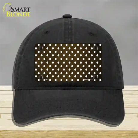 Brown White Small Dots Oil Rubbed Novelty License Plate Hat Unconstructed Cotton / Black