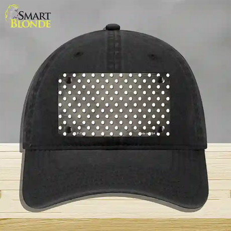 Tan White Small Dots Oil Rubbed Novelty License Plate Hat Unconstructed Cotton / Black