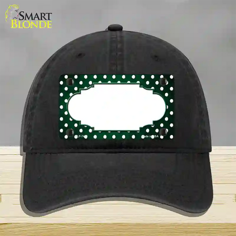 Green White Small Dots Scallop Oil Rubbed Novelty License Plate Hat Unconstructed Cotton / Black