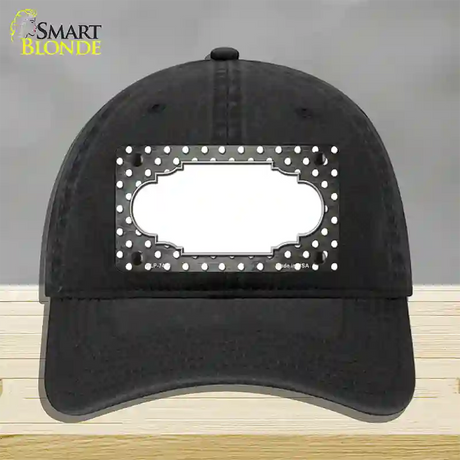 Gray White Small Dots Scallop Oil Rubbed Novelty License Plate Hat Unconstructed Cotton / Black