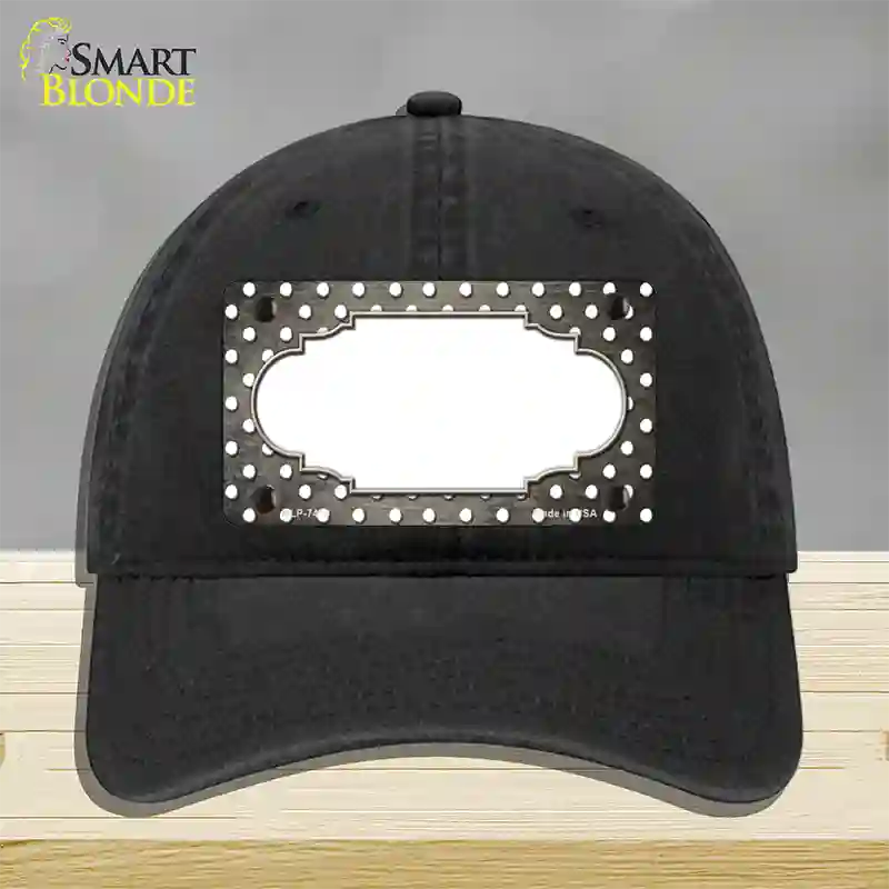 Tan White Small Dots Scallop Oil Rubbed Novelty License Plate Hat Unconstructed Cotton / Black