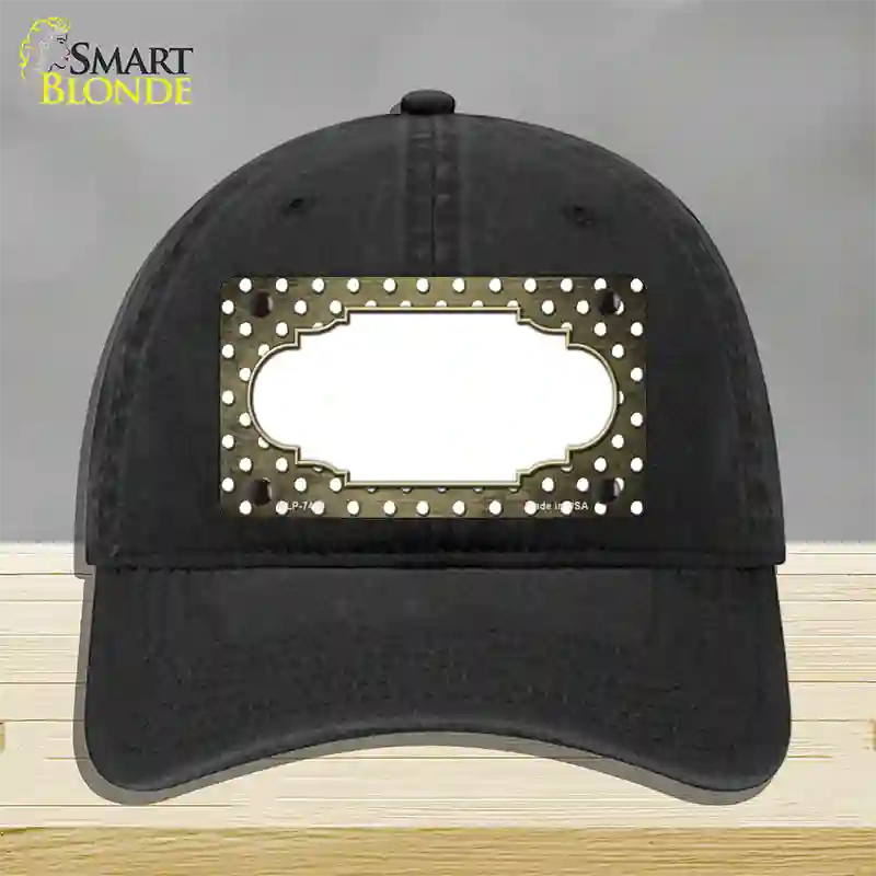 Gold White Small Dots Scallop Oil Rubbed Novelty License Plate Hat Unconstructed Cotton / Black