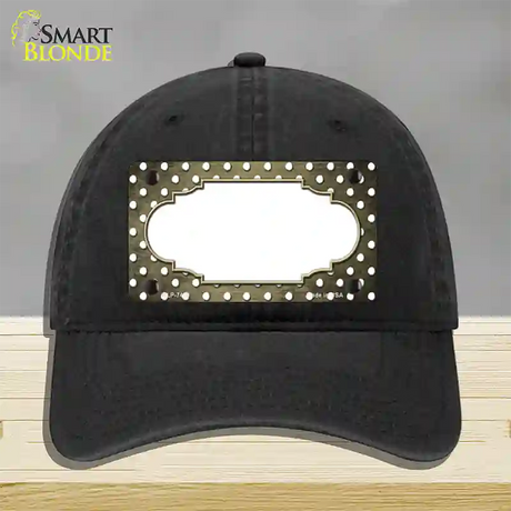 Gold White Small Dots Scallop Oil Rubbed Novelty License Plate Hat Unconstructed Cotton / Black