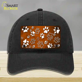 Orange White Paw Oil Rubbed Novelty License Plate Hat Unconstructed Cotton / Black