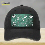 Mint White Paw Oil Rubbed Novelty License Plate Hat Unconstructed Cotton / Black