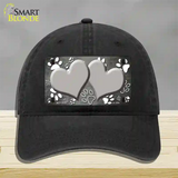 Paw Heart Gray White Novelty License Plate Hat Unconstructed Cotton / Black