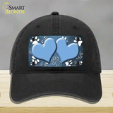 Paw Heart Light Blue White Novelty License Plate Hat Unconstructed Cotton / Black