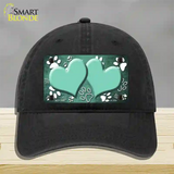 Paw Heart Mint White Novelty License Plate Hat Unconstructed Cotton / Black