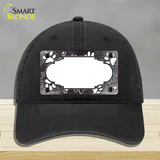 Paw Scallop Black White Novelty License Plate Hat Unconstructed Cotton / Black