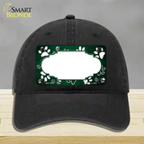 Paw Scallop Green White Novelty License Plate Hat Unconstructed Cotton / Black