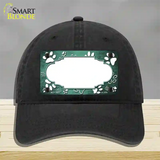 Paw Scallop Mint White Novelty License Plate Hat Unconstructed Cotton / Black