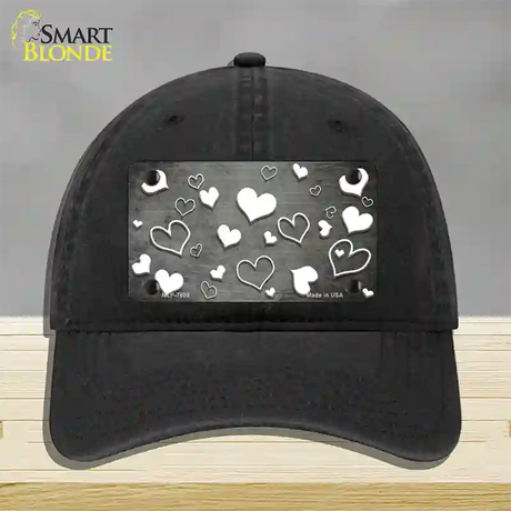 Gray White Love Oil Rubbed Novelty License Plate Hat Unconstructed Cotton / Black