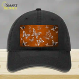 Orange White Butterfly Oil Rubbed Novelty License Plate Hat Unconstructed Cotton / Black