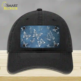 Light Blue White Butterfly Oil Rubbed Novelty License Plate Hat Unconstructed Cotton / Black