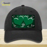 Green White Hearts Butterfly Oil Rubbed Novelty License Plate Hat Unconstructed Cotton / Black