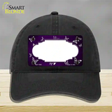 Purple White Scallop Butterfly Oil Rubbed Novelty License Plate Hat Unconstructed Cotton / Black