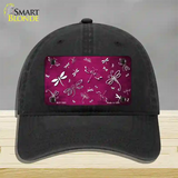 Pink White Dragonfly Oil Rubbed Novelty License Plate Hat Unconstructed Cotton / Black