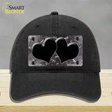 Black White Dragonfly Hearts Oil Rubbed Novelty License Plate Hat Unconstructed Cotton / Black