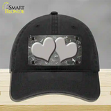 Gray White Dragonfly Hearts Oil Rubbed Novelty License Plate Hat Unconstructed Cotton / Black